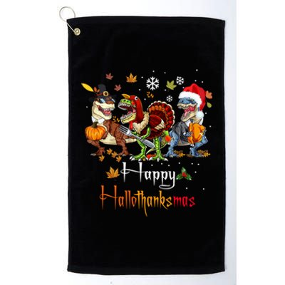 Happy Hallothanksmas Dinosaurs T Rex Turkey Costume Gift Platinum Collection Golf Towel