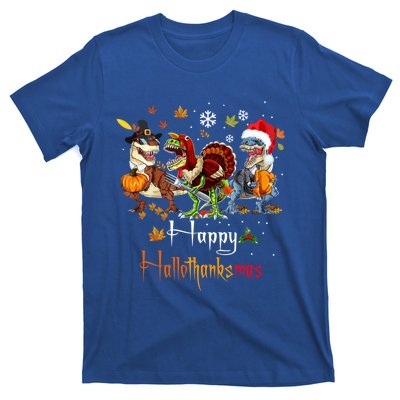 Happy Hallothanksmas Dinosaurs T Rex Turkey Costume Gift T-Shirt