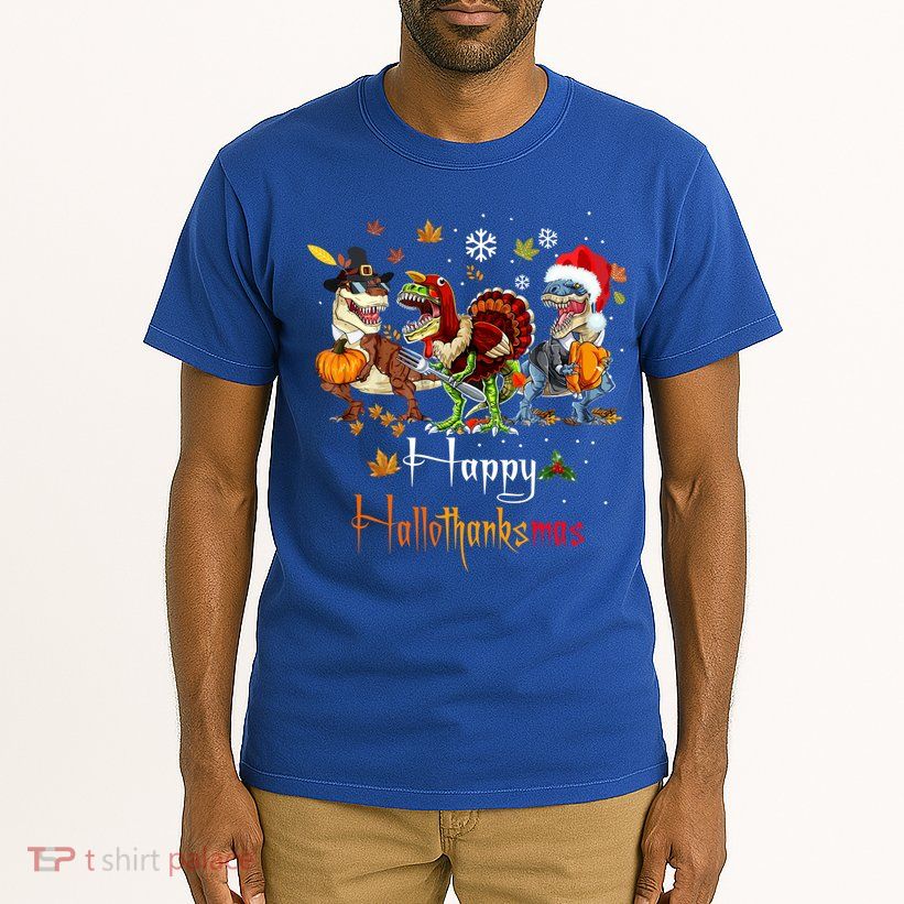 Happy Hallothanksmas Dinosaurs T Rex Turkey Costume Gift Tall T-Shirt