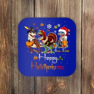 Happy Hallothanksmas Dinosaurs T Rex Turkey Costume Gift Coaster