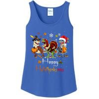 Happy Hallothanksmas Dinosaurs T Rex Turkey Costume Gift Ladies Essential Tank