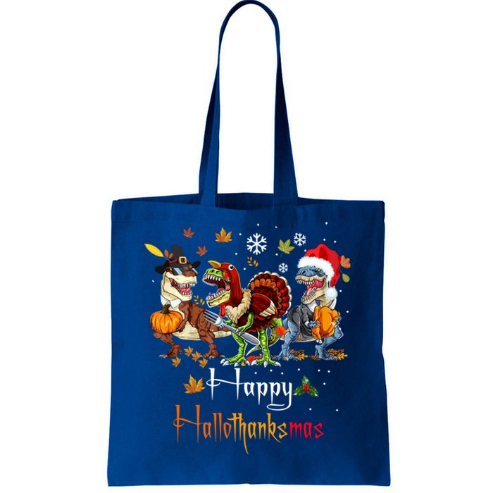 Happy Hallothanksmas Dinosaurs T Rex Turkey Costume Gift Tote Bag