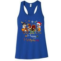 Happy Hallothanksmas Dinosaurs T Rex Turkey Costume Gift Women's Racerback Tank