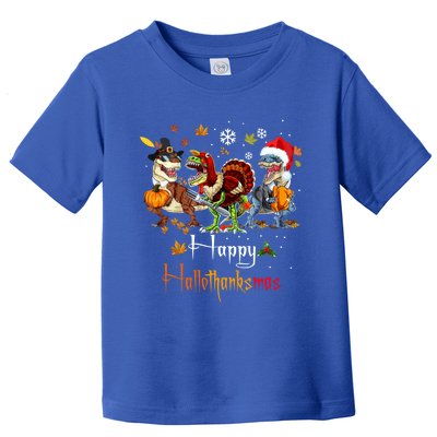 Happy Hallothanksmas Dinosaurs T Rex Turkey Costume Gift Toddler T-Shirt