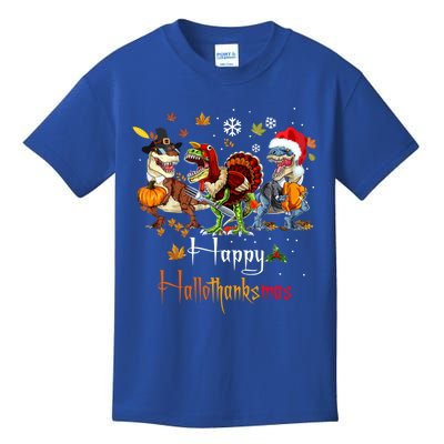 Happy Hallothanksmas Dinosaurs T Rex Turkey Costume Gift Kids T-Shirt