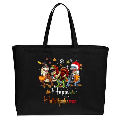 Happy Hallothanksmas Dinosaurs T Rex Turkey Costume Gift Cotton Canvas Jumbo Tote