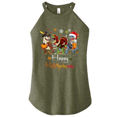 Happy Hallothanksmas Dinosaurs T Rex Turkey Costume Gift Women's Perfect Tri Rocker Tank