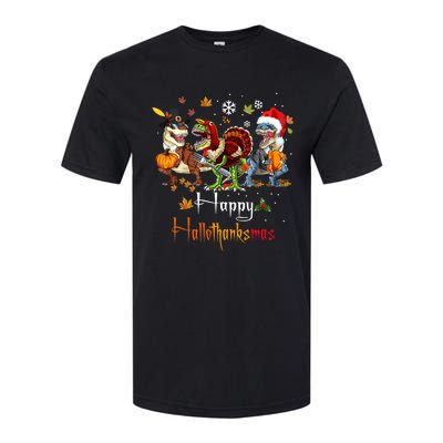 Happy Hallothanksmas Dinosaurs T Rex Turkey Costume Gift Softstyle CVC T-Shirt