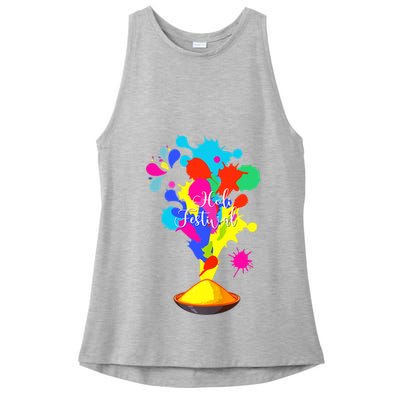 Happy Holi Design For Color India Hindu Tank Top Ladies PosiCharge Tri-Blend Wicking Tank