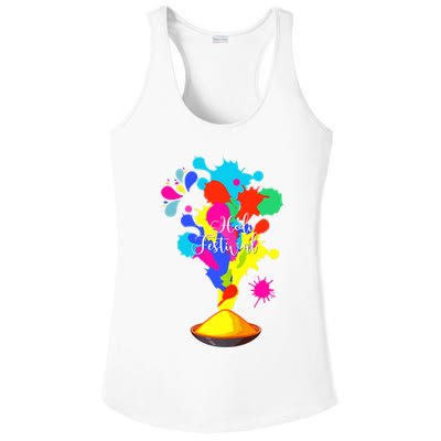Happy Holi Design For Color India Hindu Tank Top Ladies PosiCharge Competitor Racerback Tank