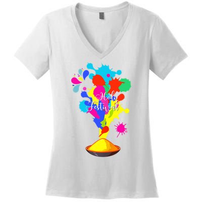 Happy Holi Design For Color India Hindu Tank Top Women's V-Neck T-Shirt