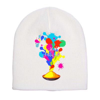 Happy Holi Design For Color India Hindu Tank Top Short Acrylic Beanie