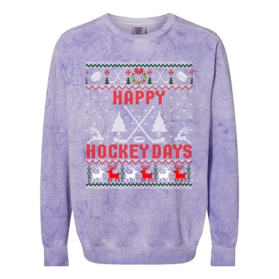 Happy Hockey Days Funny Ugly Christmas Sweater Gift Colorblast Crewneck Sweatshirt