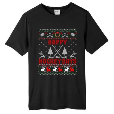 Happy Hockey Days Funny Ugly Christmas Sweater Gift Tall Fusion ChromaSoft Performance T-Shirt