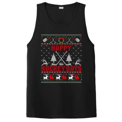 Happy Hockey Days Funny Ugly Christmas Sweater Gift PosiCharge Competitor Tank