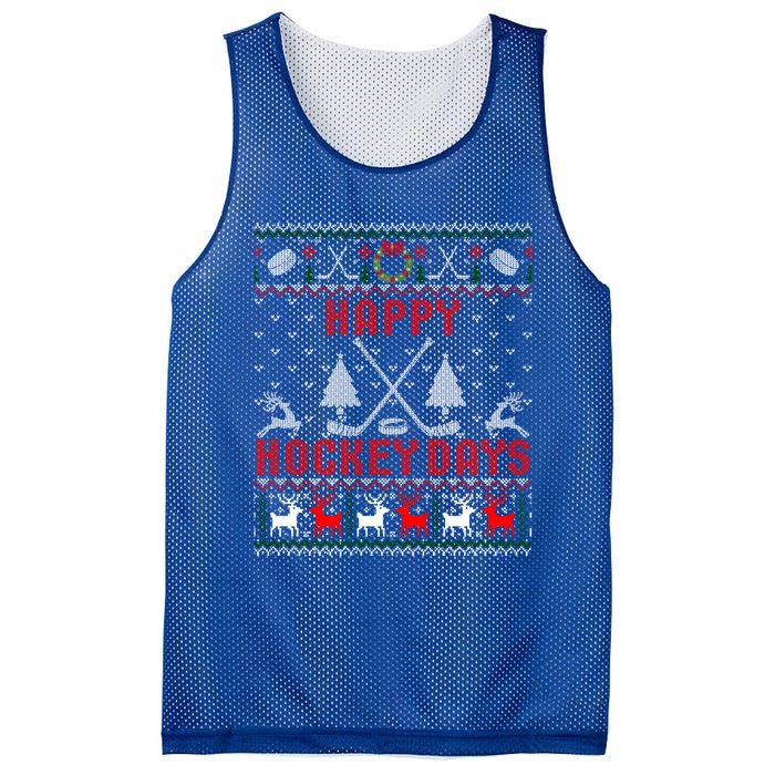 Happy Hockey Days Funny Ugly Christmas Sweater Gift Mesh Reversible Basketball Jersey Tank