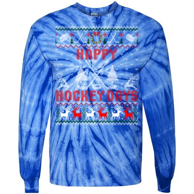 Happy Hockey Days Funny Ugly Christmas Sweater Gift Tie-Dye Long Sleeve Shirt