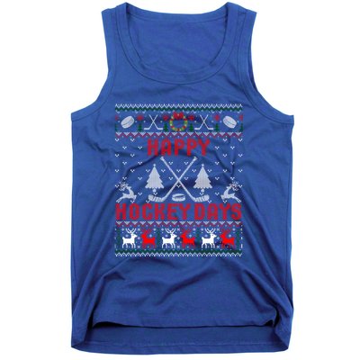 Happy Hockey Days Funny Ugly Christmas Sweater Gift Tank Top