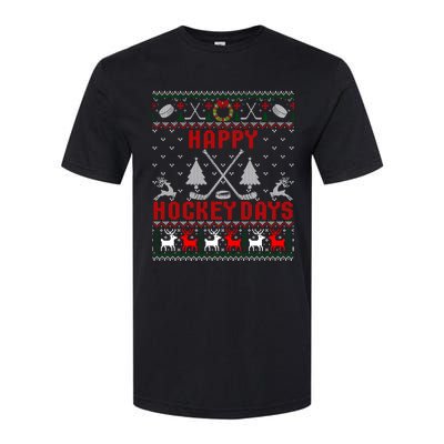 Happy Hockey Days Funny Ugly Christmas Sweater Gift Softstyle CVC T-Shirt