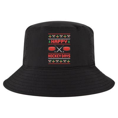 Happy Hockey Days Ugly Christmas Ice Hockey Gift Cool Comfort Performance Bucket Hat