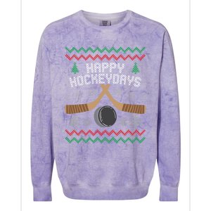 Happy Hockey Days Ugly Christmas Cool Gift Cool Gift Colorblast Crewneck Sweatshirt