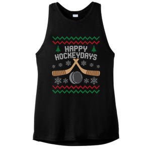 Happy Hockey Days Ugly Christmas Cool Gift Cool Gift Ladies PosiCharge Tri-Blend Wicking Tank