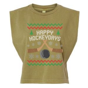 Happy Hockey Days Ugly Christmas Cool Gift Cool Gift Garment-Dyed Women's Muscle Tee