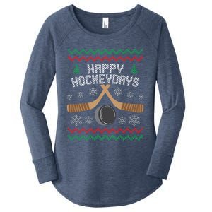 Happy Hockey Days Ugly Christmas Cool Gift Cool Gift Women's Perfect Tri Tunic Long Sleeve Shirt