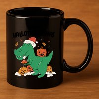 Happy Hallothanksmas Dinosaur Holiday 11oz C Handle Ceramic Mug