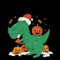 Happy Hallothanksmas Dinosaur Holiday Drawstring Bag