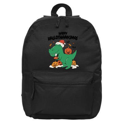 Happy Hallothanksmas Dinosaur Holiday 16 in Basic Backpack