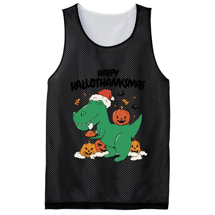 Happy Hallothanksmas Dinosaur Holiday Mesh Reversible Basketball Jersey Tank
