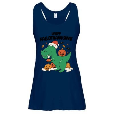 Happy Hallothanksmas Dinosaur Holiday Ladies Essential Flowy Tank