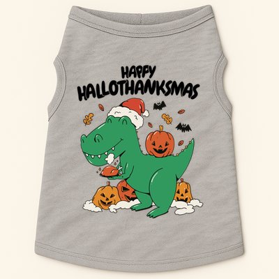 Happy Hallothanksmas Dinosaur Holiday Doggie Tank