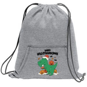 Happy Hallothanksmas Dinosaur Holiday Sweatshirt Cinch Pack Bag