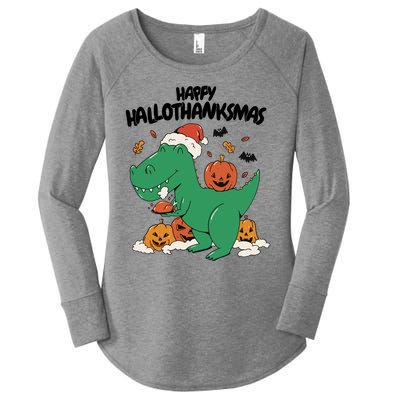 Happy Hallothanksmas Dinosaur Holiday Women's Perfect Tri Tunic Long Sleeve Shirt