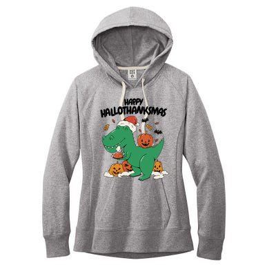 Happy Hallothanksmas Dinosaur Holiday Women's Fleece Hoodie