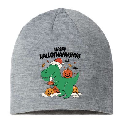Happy Hallothanksmas Dinosaur Holiday Sustainable Beanie
