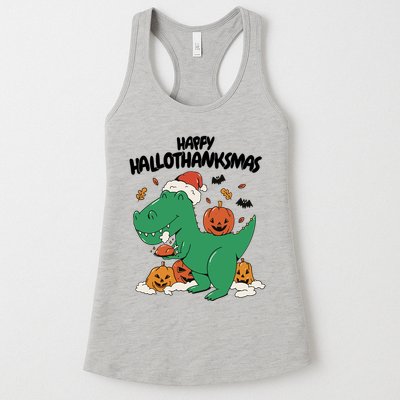 Happy Hallothanksmas Dinosaur Holiday Womens Tank Top