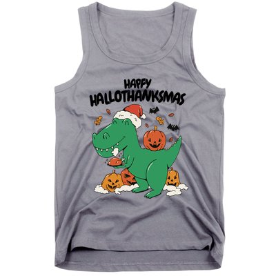 Happy Hallothanksmas Dinosaur Holiday Tank Top