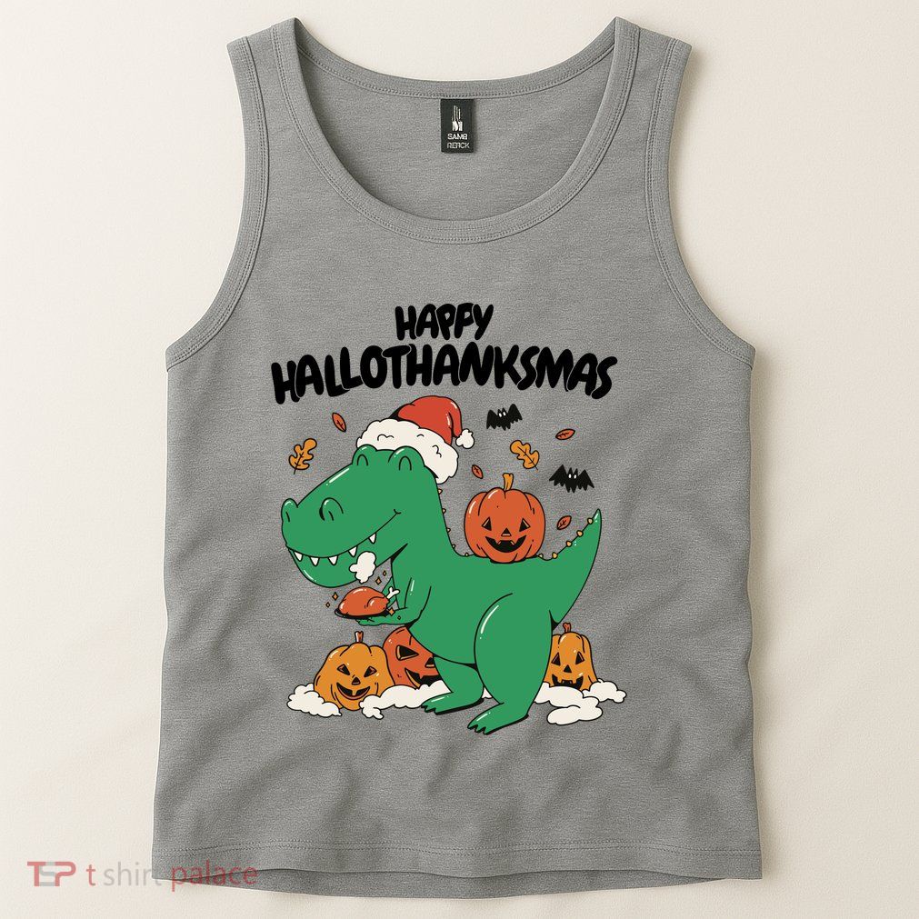 Happy Hallothanksmas Dinosaur Holiday Tank Top
