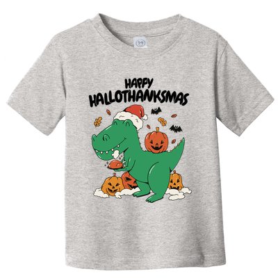 Happy Hallothanksmas Dinosaur Holiday Toddler T-Shirt