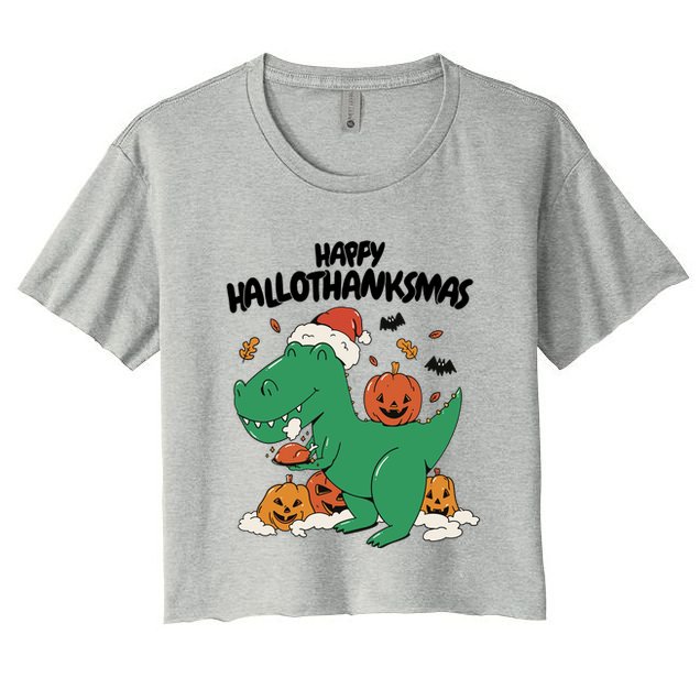 Happy Hallothanksmas Dinosaur Holiday Crop Top