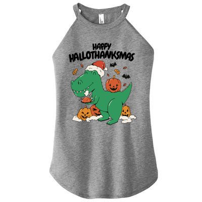 Happy Hallothanksmas Dinosaur Holiday Women's Perfect Tri Rocker Tank