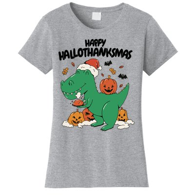 Happy Hallothanksmas Dinosaur Holiday Women's T-Shirt