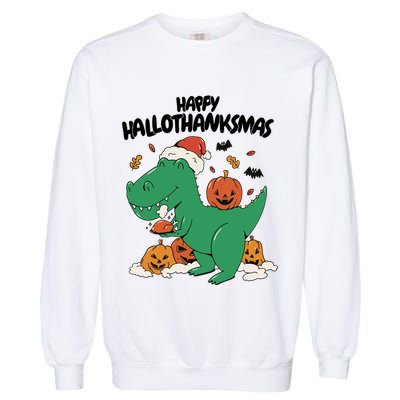 Happy Hallothanksmas Dinosaur Holiday Garment-Dyed Sweatshirt