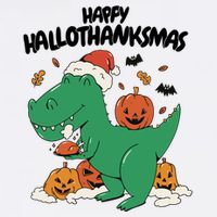 Happy Hallothanksmas Dinosaur Holiday Garment-Dyed Sweatshirt