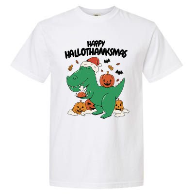 Happy Hallothanksmas Dinosaur Holiday Garment-Dyed Heavyweight T-Shirt