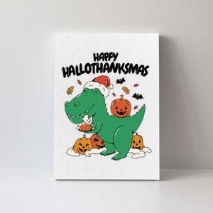 Happy Hallothanksmas Dinosaur Holiday Canvas