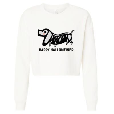 Happy Halloweiner Dachshund Sausage Weiner Dog Halloween Cropped Pullover Crew